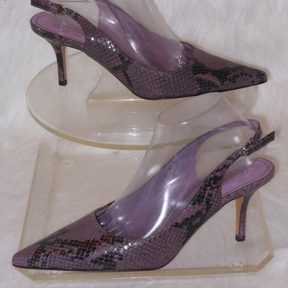 Coach Alena Snakeskin Purple Leather Pointy Slingbacks Heels Womens Size 9 M - Picture 1 of 12
